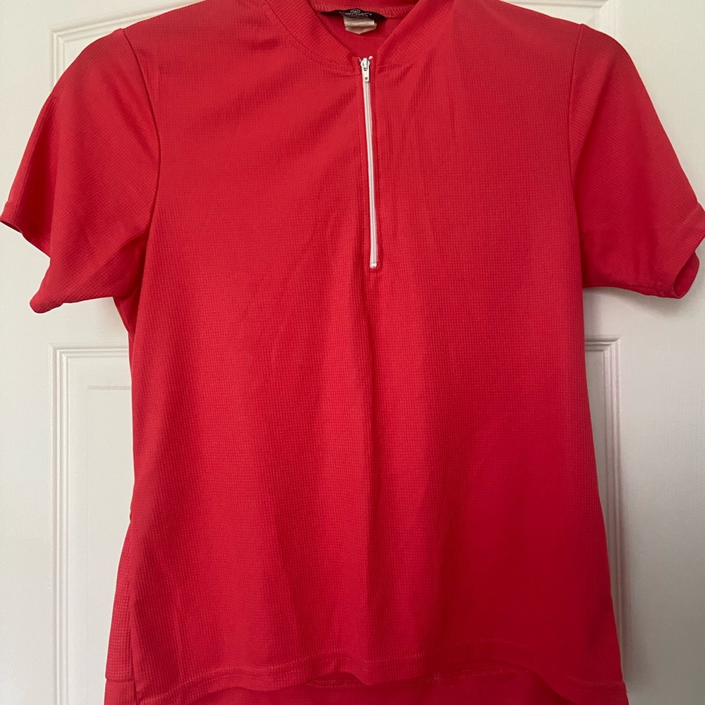 Canari Bright Red Short-Sleeve Zip Athletic Top